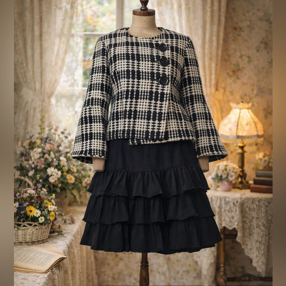 Vintage Y2K Retro 1960s Jacqueline Conoir, designer, wool, check, jacket